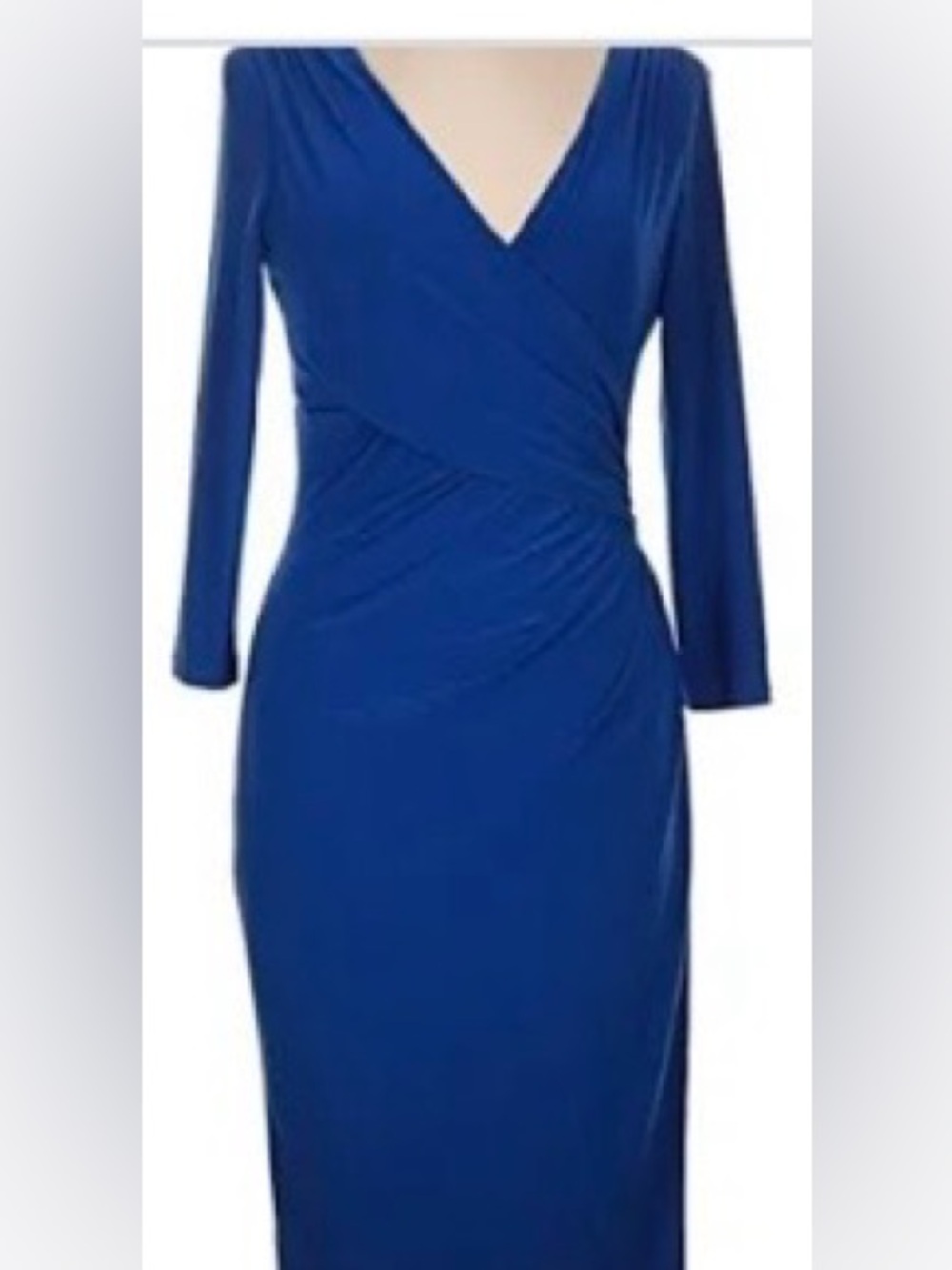 Ralph Lauren Royal Blue Long-Sleeve Surplice Sheath Dress